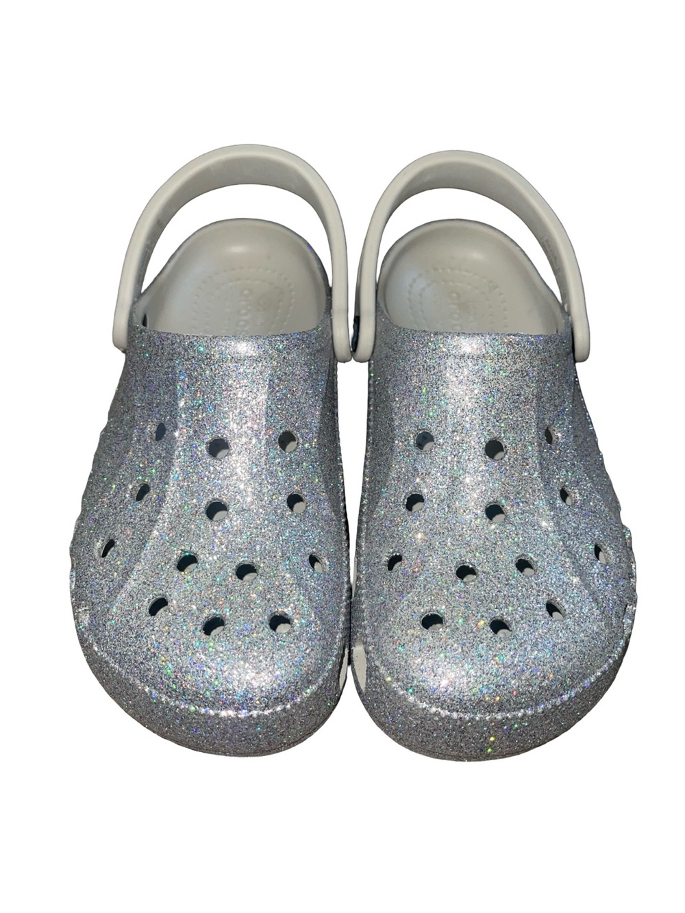 CROCS Women's Glitter Clogs in Silver